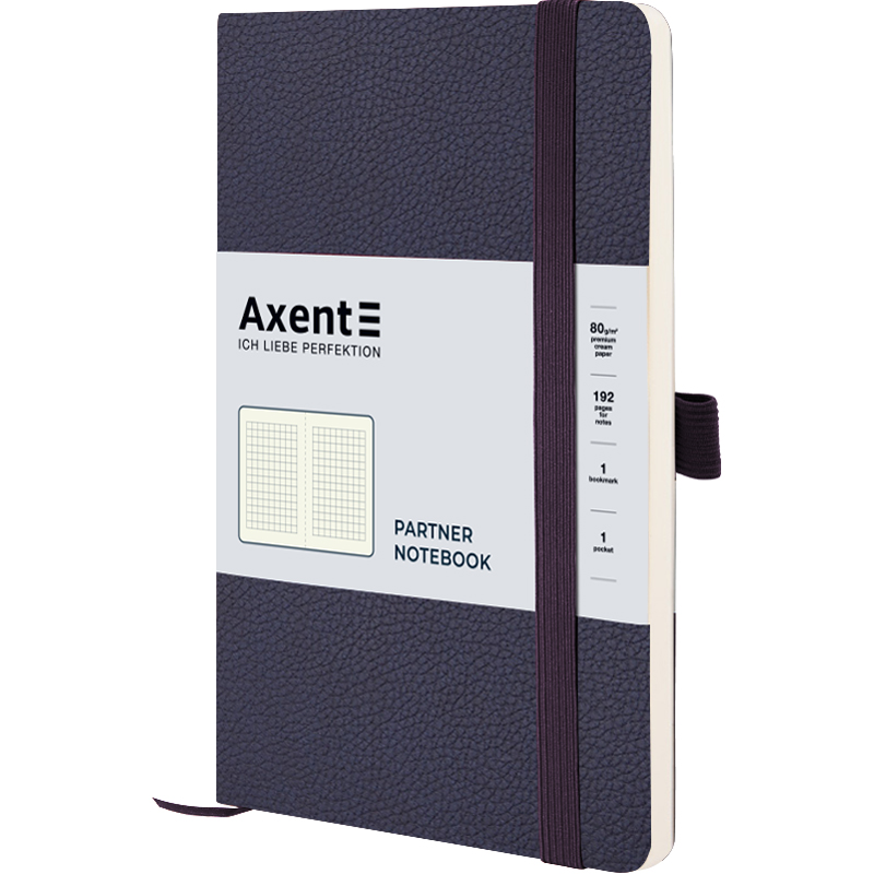 Книга записна Axent Partner Soft Skin 8616-02-A, A5-, 125x195 мм, 96 аркушів, клітинка, гнучка обкладинка, синя