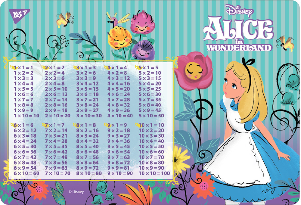 Підкладка для столу пластикова Yes Alice з підказками таблиця множення 42x29 см 491831