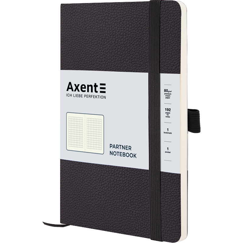 Книга записна Axent Partner Soft Skin 8616-01-A, A5-, 125x195 мм, 96 аркушів, клітинка, гнучка обкладинка, чорна