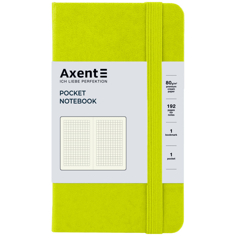 Книга записна Axent Partner 8301-60-A, A6-, 90x150 мм, 96 аркушів, клітинка, тверда обкладинка, лимонна
