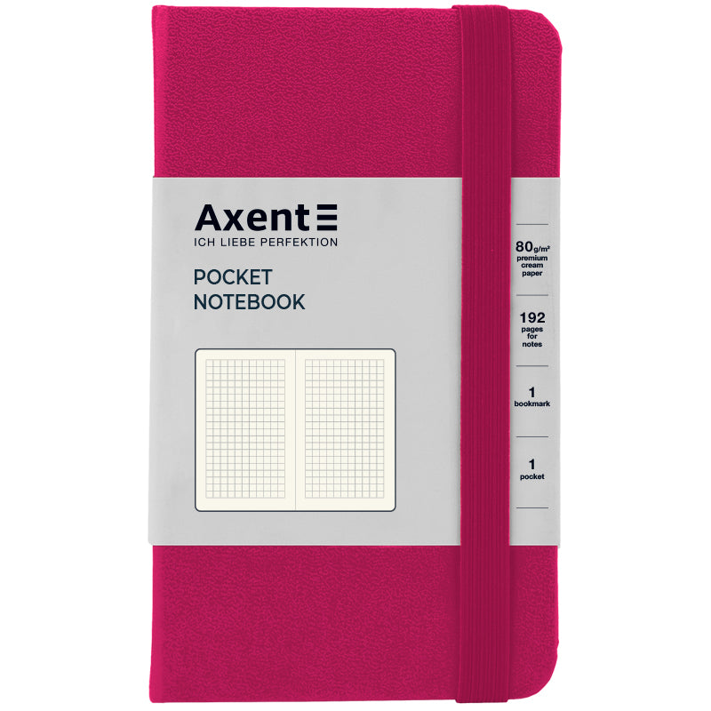 Книга записна Axent Partner 8301-50-A, A6-, 90x150 мм, 96 аркушів, клітинка, тверда обкладинка, малинова