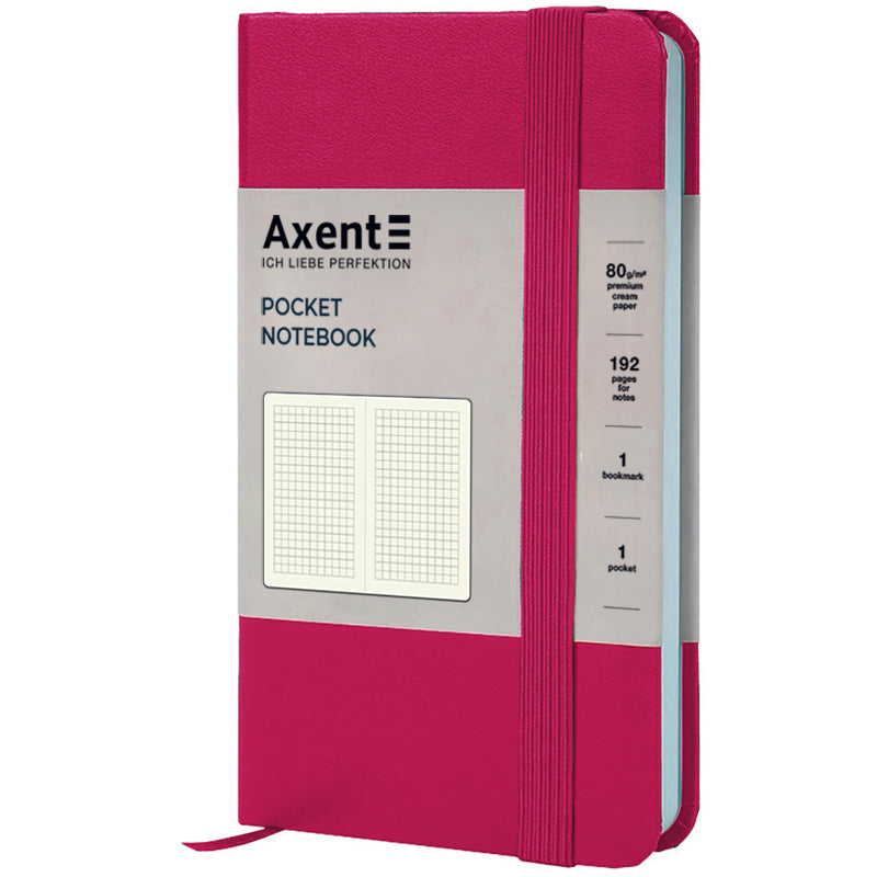 Книга записна Axent Partner 8301-50-A, A6-, 90x150 мм, 96 аркушів, клітинка, тверда обкладинка, малинова. Фото 2