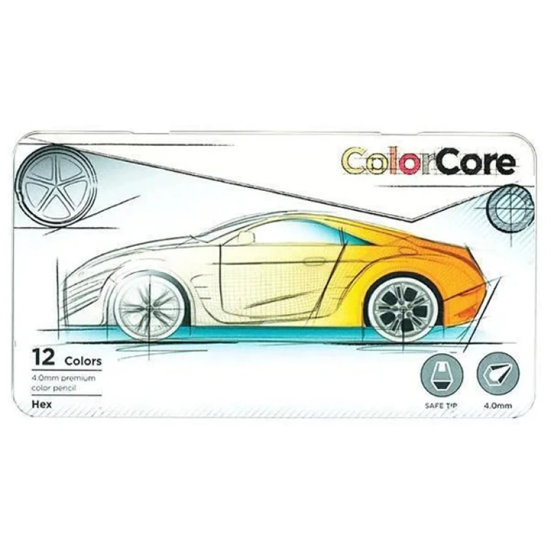 Олівці кольорові Marco Color Core 12 кольорів в металевому кейсі 3100-12TN