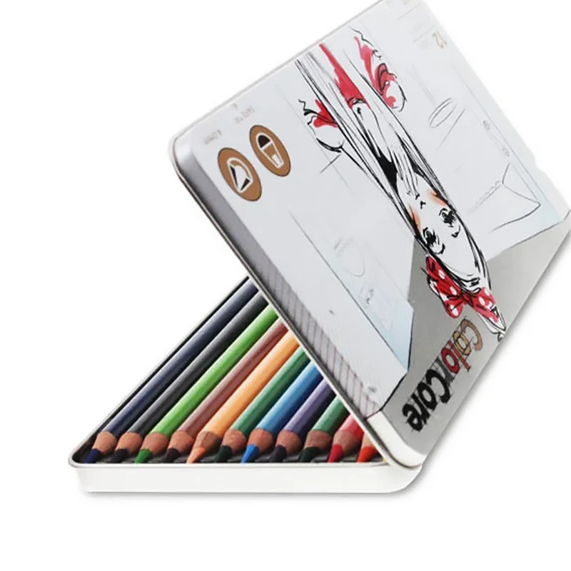 Олівці кольорові Marco Color Core 12 кольорів в металевому кейсі 3130-12TN. Фото 3