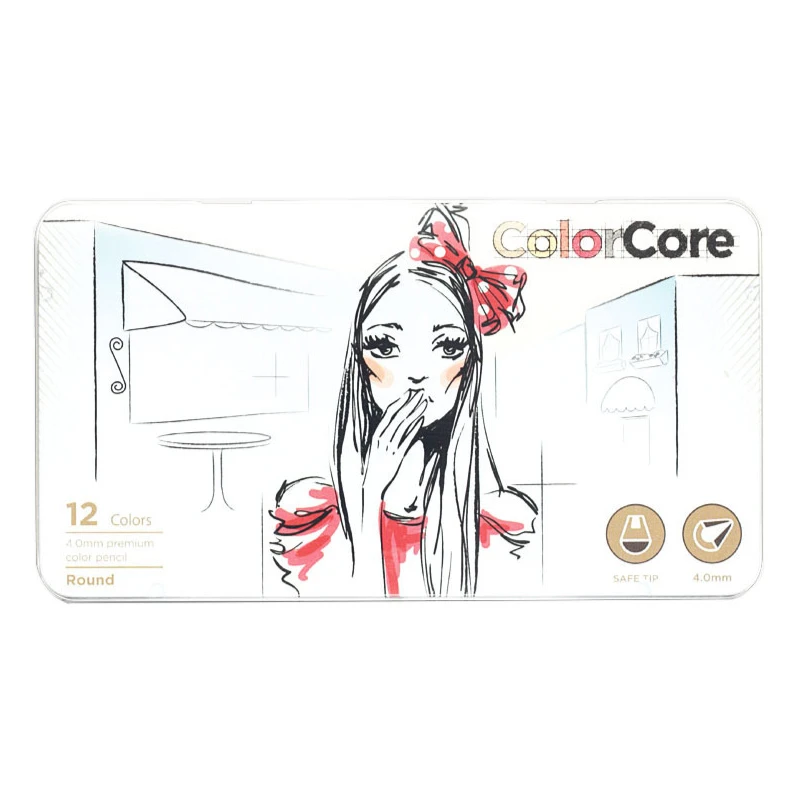 Олівці кольорові Marco Color Core 12 кольорів в металевому кейсі 3130-12TN