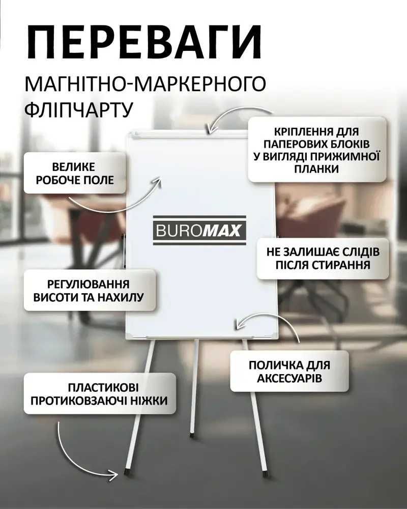 Фліпчарт Buromax на тринозі 70x100 см BM.0011. Фото 3