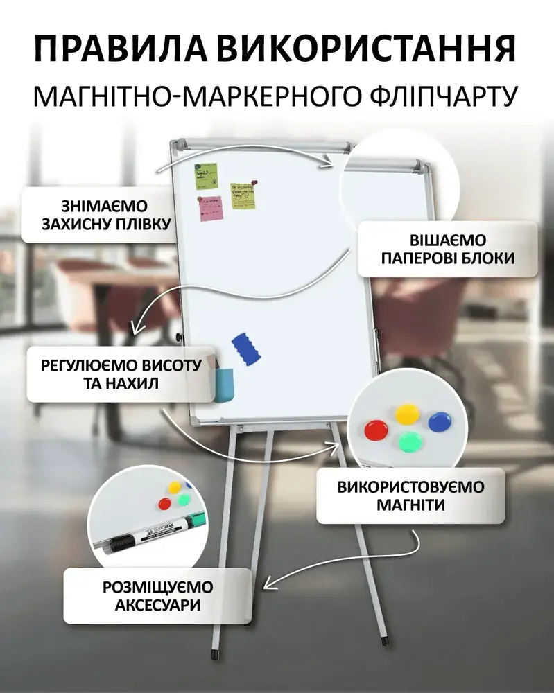 Фліпчарт Buromax на тринозі 70x100 см BM.0011. Фото 4