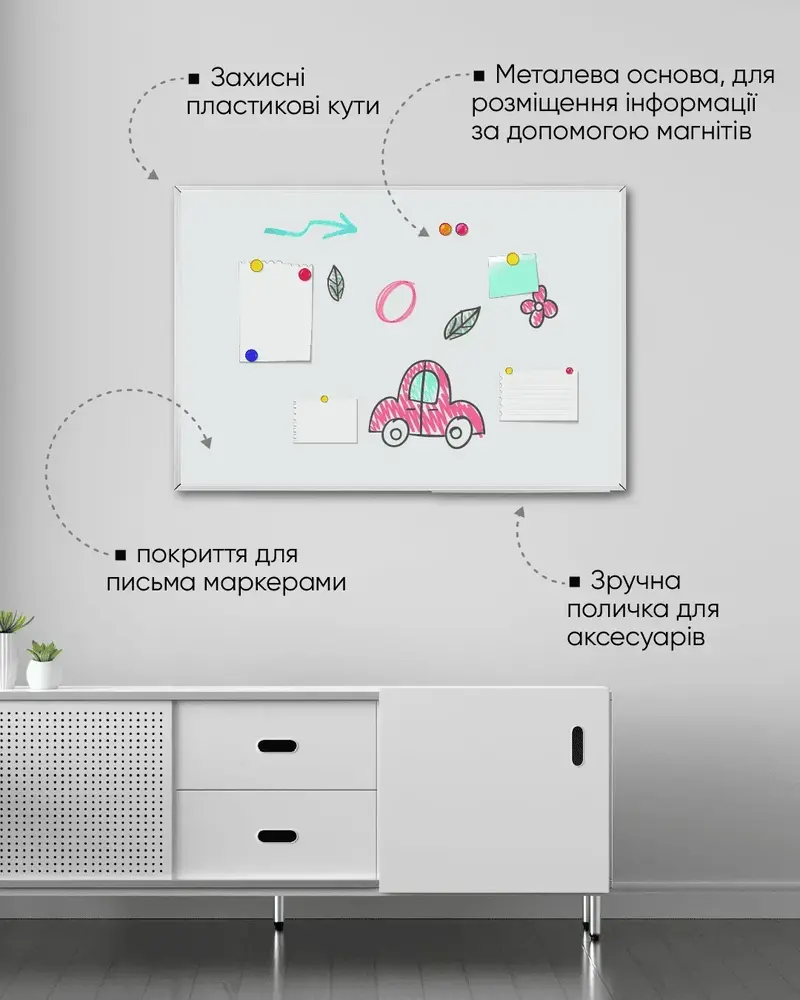 Дошка магнітно-маркерна Buromax 100х150 см, алюмінієва рамка BM.0005. Фото 3
