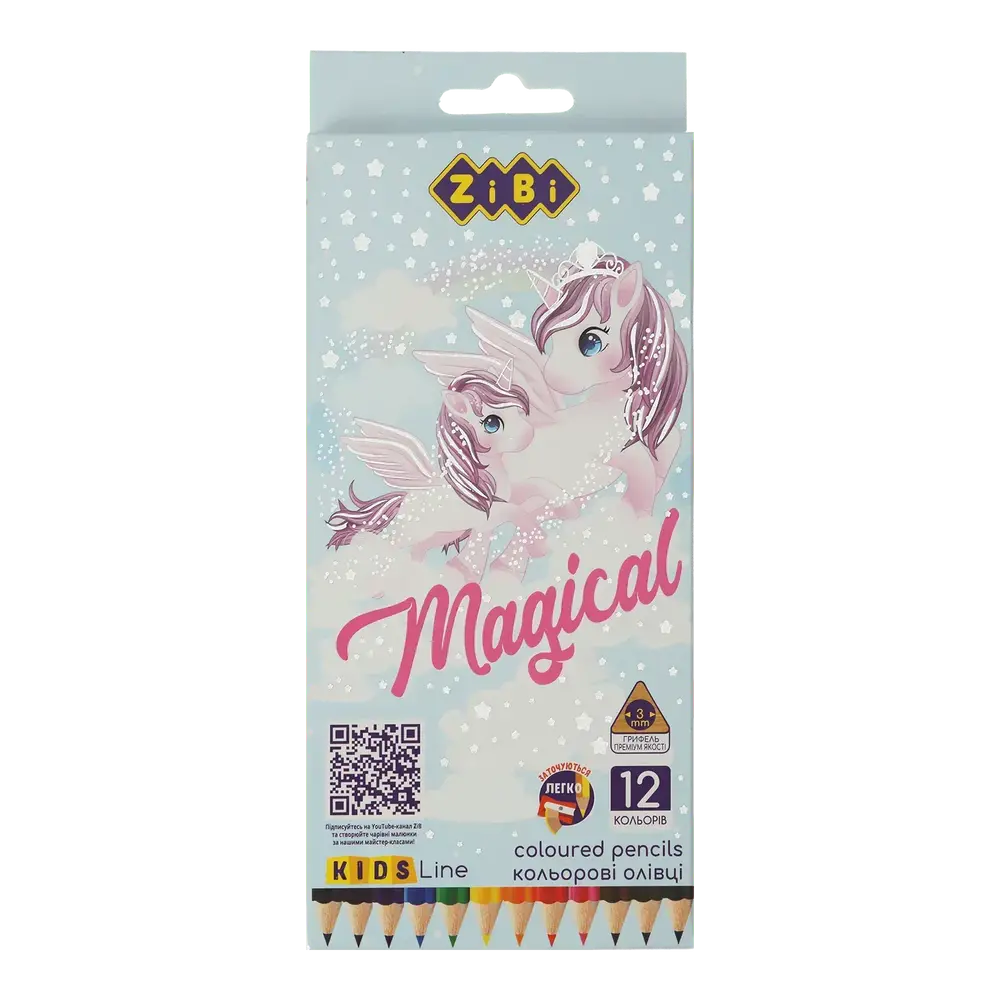 Олівці кольорові ZiBi KIDS Line Magic 12 кольорів ZB.2448