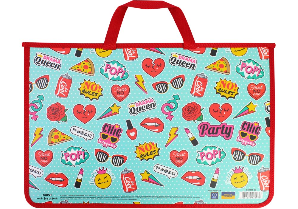 Портфель пластиковий CoolForSchool А4 на блискавці з тканинними ручками Colorfull CF30001-08