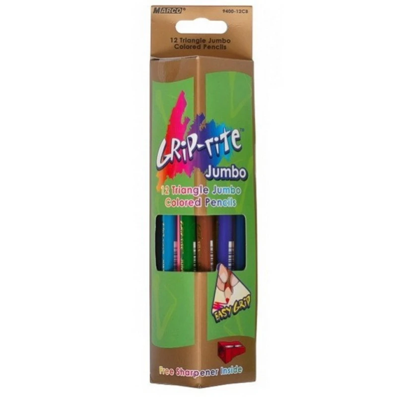 Олівці трикутні Marco Grip-Rite Jumbo 12 кольорів 9400-12CB