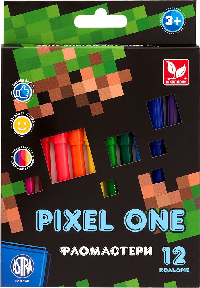 Фломастери Школярик 12 кольорів Pixel One 314022001-UA