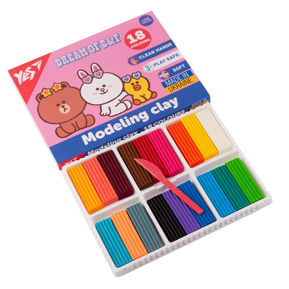 Пластилін Yes Line Friends 18 кольорів 360 г 540679. Фото 2