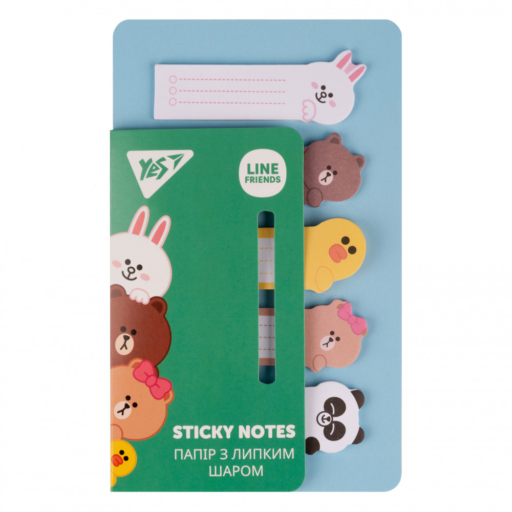 Папір з липким шаром Yes Line Friends в наборі 100 аркушів (5х20) 170327