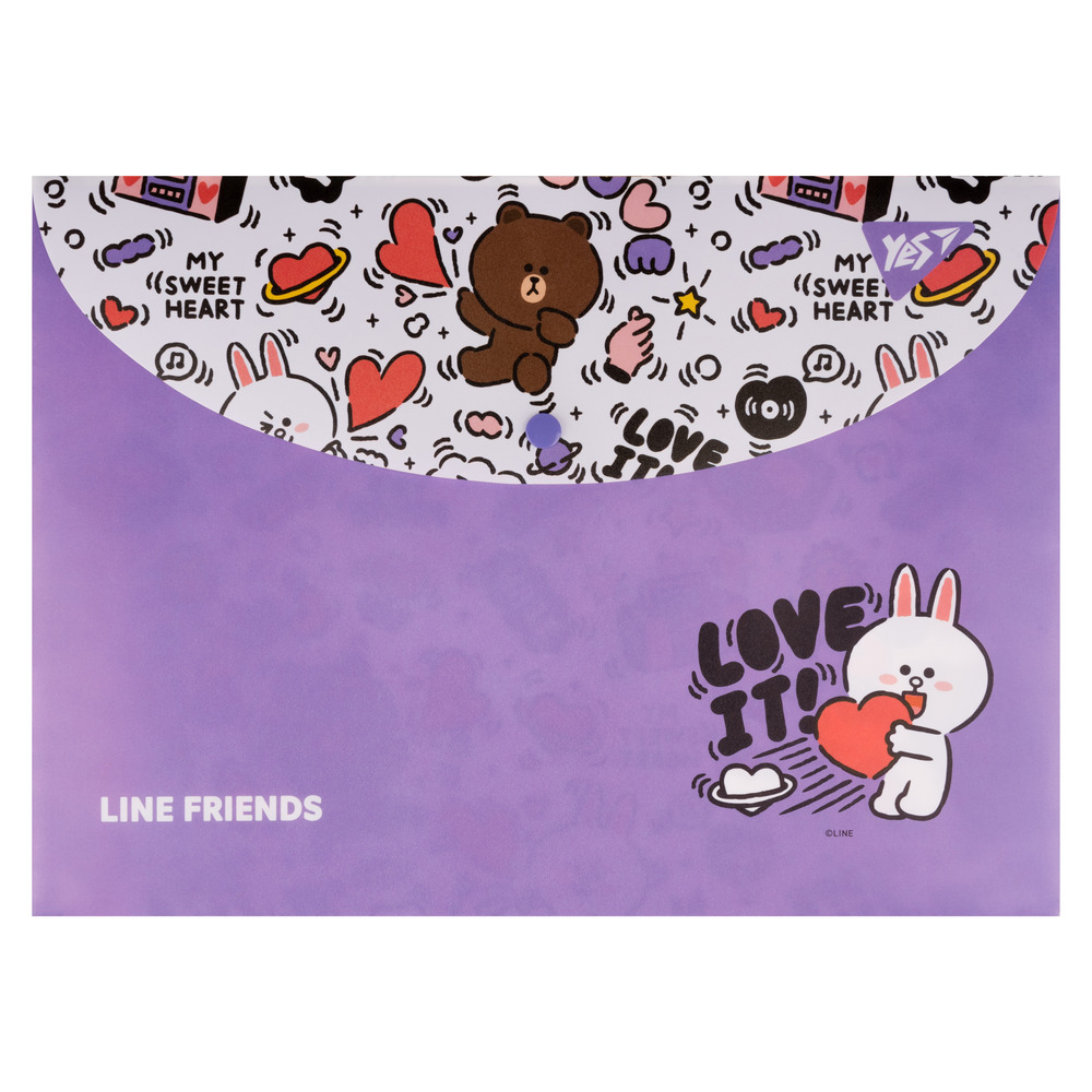 Папка конверт на кнопці Yes А4 Line Friends 492193