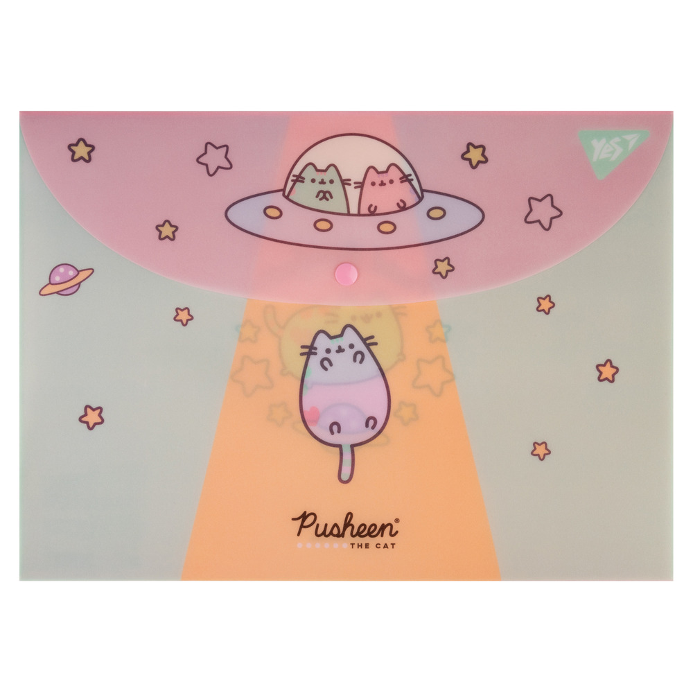 Папка конверт на кнопці Yes А4 Pusheen глітерний 492192