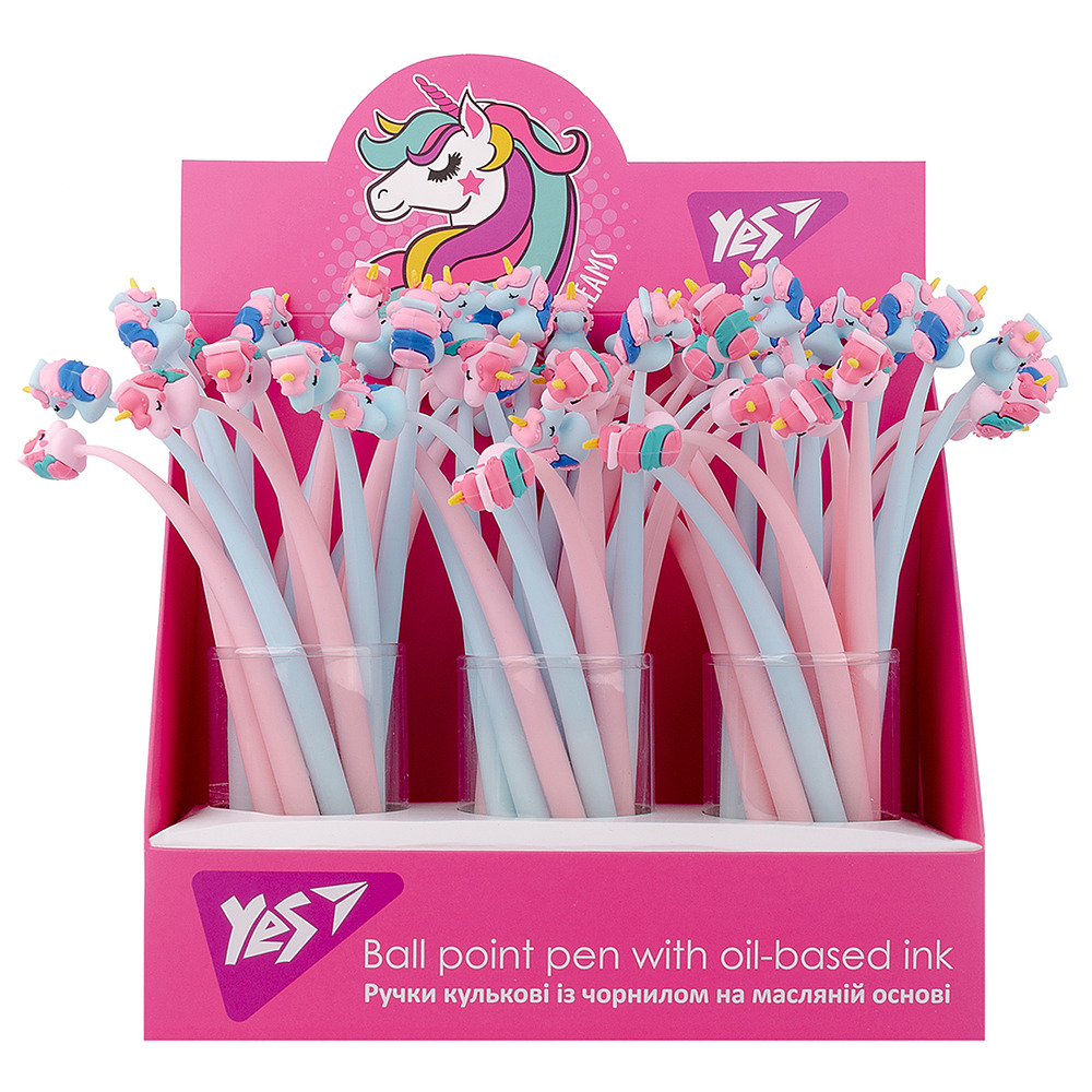 Ручка кулькова Yes Unicorns 0,7 мм синя силіконовий корпус 412017