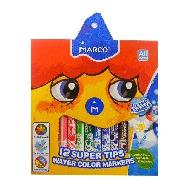 Фломастери Marco 12 кольорів Super Washable 1630-12CB