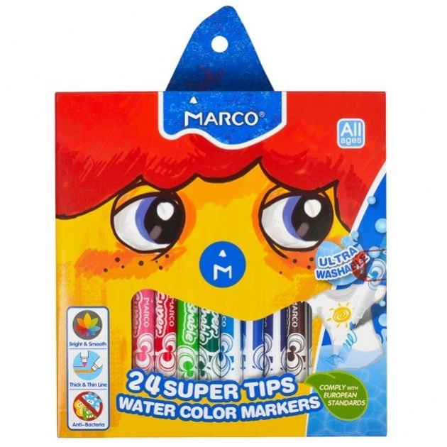 Фломастери Marco  24 кольори Super Washable 1630-24CB