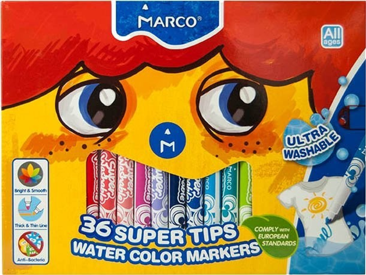 Фломастери Marco 36 кольорів Super Washable 1630-36CB