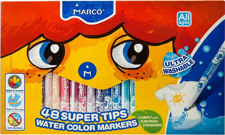 Фломастери Marco  48 кольорів Super Washable 1630-48CB