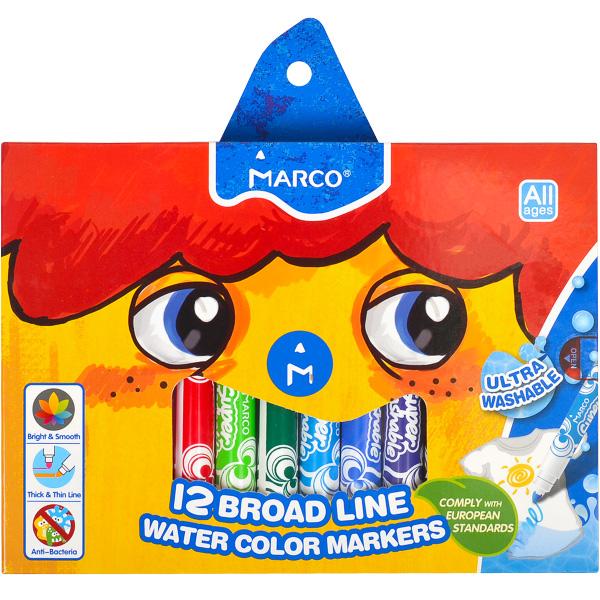 Фломастери Marco 12 кольорів Super Washable Jumbo  1632-12CB