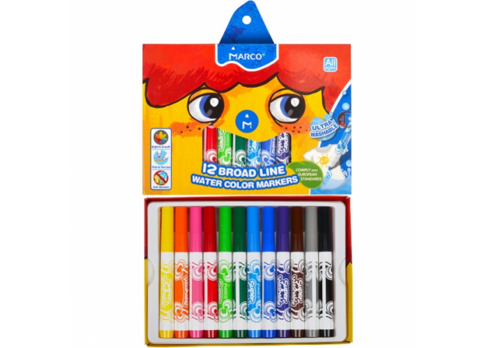 Фломастери Marco 12 кольорів Super Washable Jumbo  1632-12CB. Фото 2