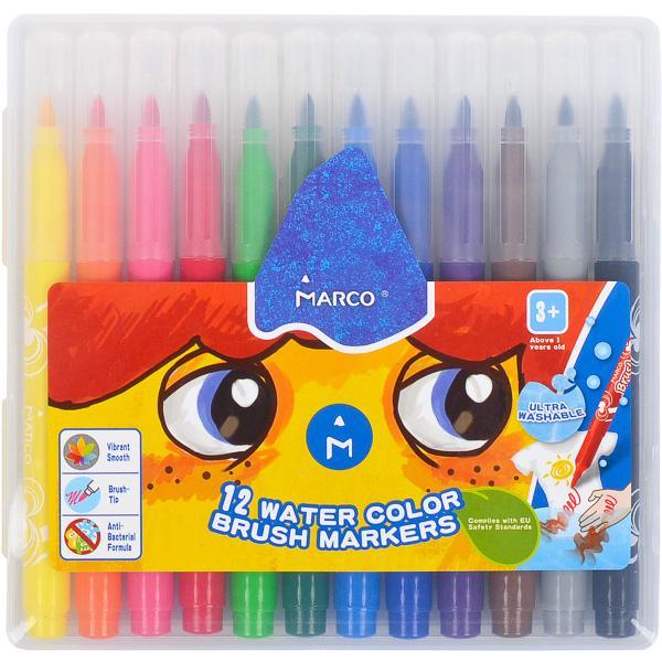 Фломастери Marco 12 кольорів Super Washable 1633-12PB