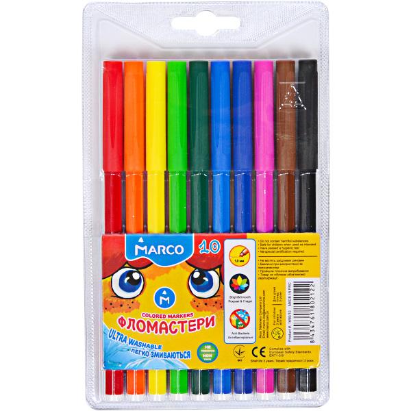 Фломастери Marco 10 кольорів Super Washable 1690-10