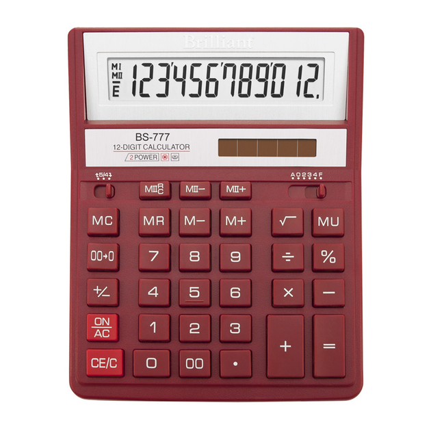 Калькулятор Brilliant 12 розрядів, червоний BS-777RD