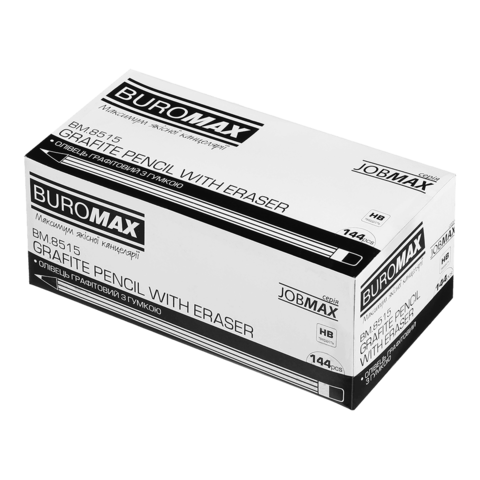Олівець чорнографітний Buromax HB з гумкою жовтий корпус BM.8515