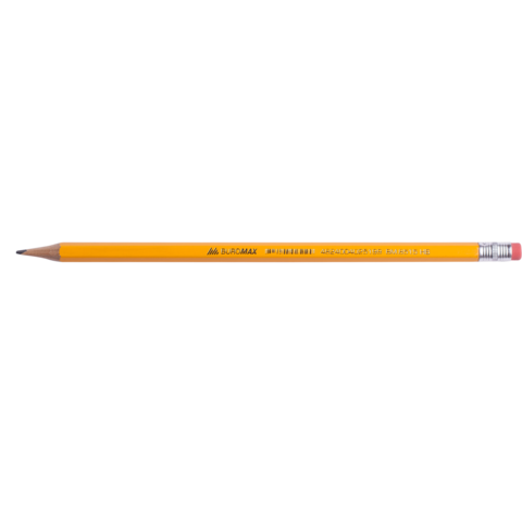 Олівець чорнографітний Buromax HB з гумкою жовтий корпус BM.8515. Фото 2