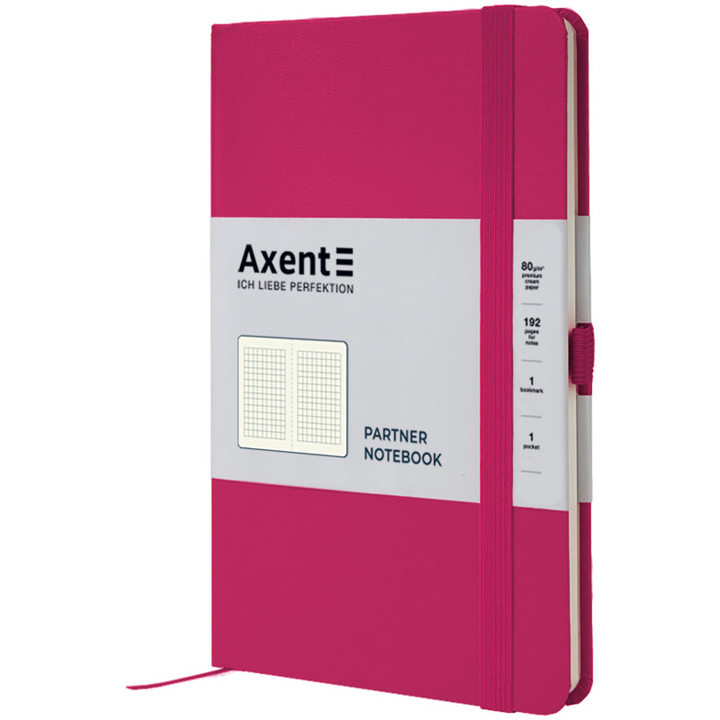 Книга записна Axent Partner 8201-50-A, A5-, 125x195 мм, 96 аркушів, клітинка, тверда обкладинка, малинова. Фото 2