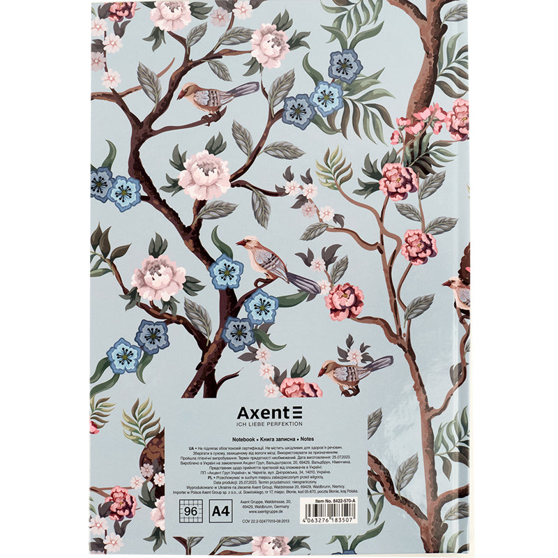 Книга записна Axent Birds&Flowers-3 А4, 96 аркушів, клітинка 8422-570-A. Фото 5
