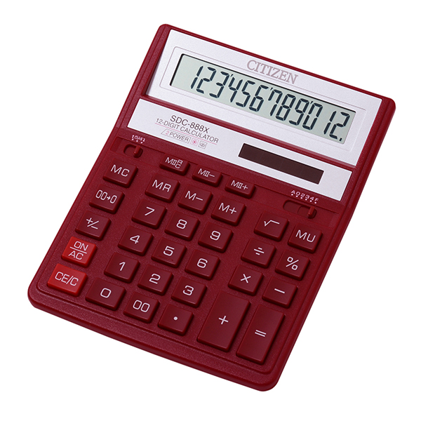 Калькулятор Citizen червоний 12 розрядів SDC-888 ХRD