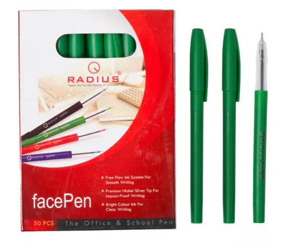 Ручка масляна Radius Face Pen зелений (50 шт)