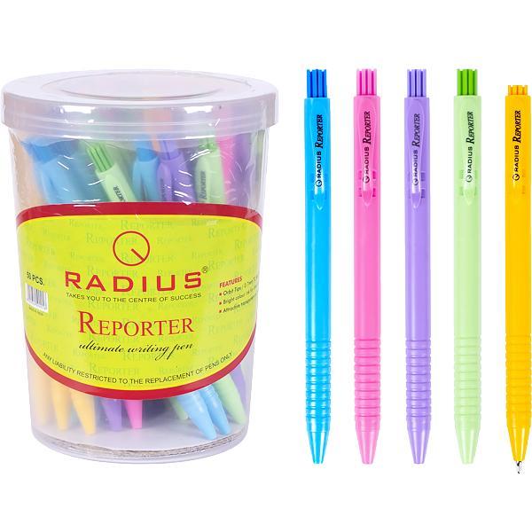 Ручка сляна Radius Reporter автоматична різнокольоровий корпус в банці синя (50 шт)