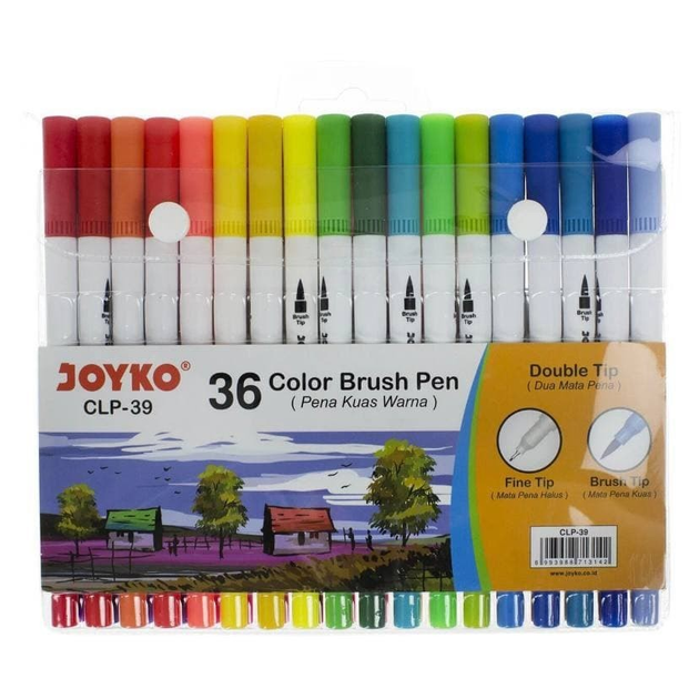 Фломастери Joyko двосторонні (пензлик/лінер) 36 кольорів CLP-39