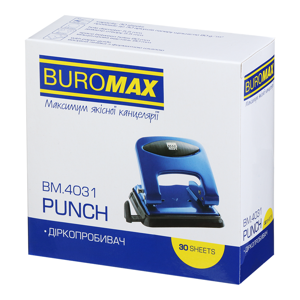 Діркопробивач Buromax металевий до 30 аркушів, срібний BM.4031-24. Фото 7