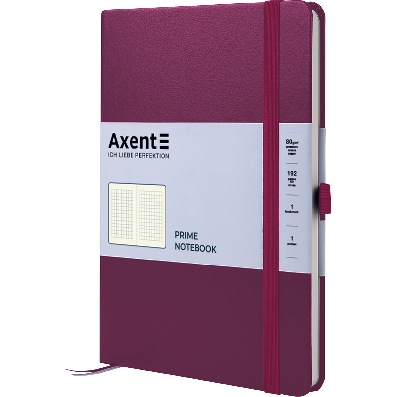 Книга записна Axent Partner Prime 8305-46-A, A5, 145x210 мм, 96 аркушів, клітинка, тверда обкладинка, винна. Фото 2