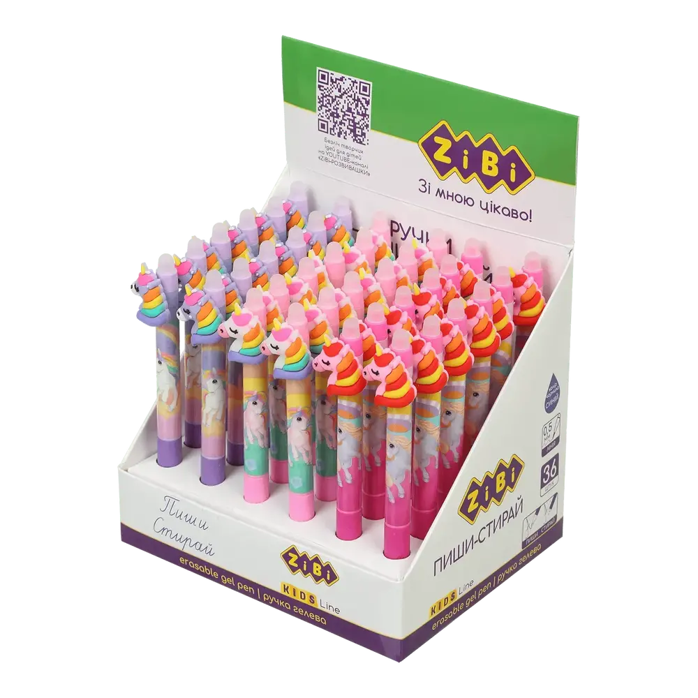 Ручка гелева Пиши-стирай ZiBi 0.5мм UNICORN KIDS Line ZB.2214-99