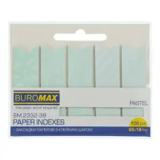 Закладки паперові з клейким шаром Buromax Pastel 65x18 мм 100 аркушів м'ятні BM.2332-38