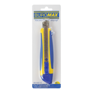 Ніж універсальний BUROMAX 18мм, мет. направляюча, пласт.корп.з гум вставками