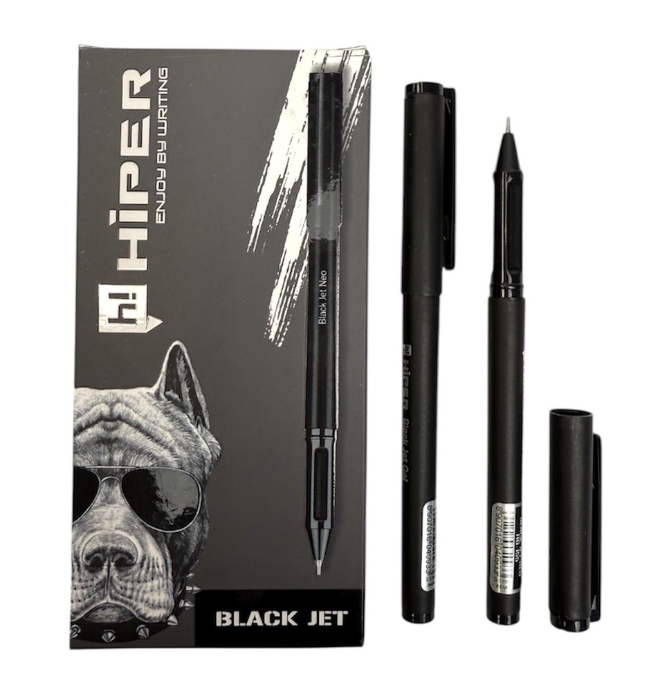 Ручка Hiper гелева Black Jet GEL 1.0mm (чорна)	 HG-155 