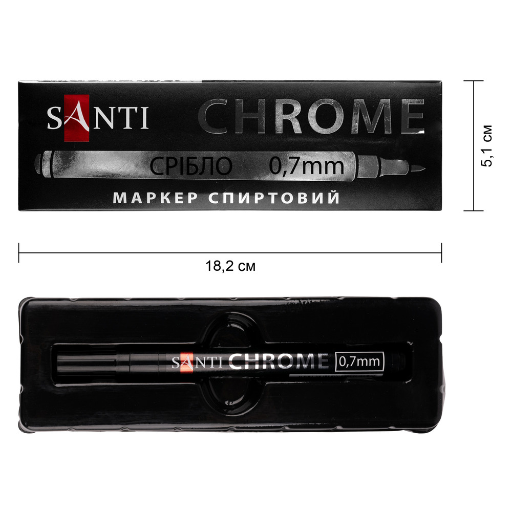 Маркер дзеркальний SANTI Chrome 0,7 мм срібло 390774. Фото 2