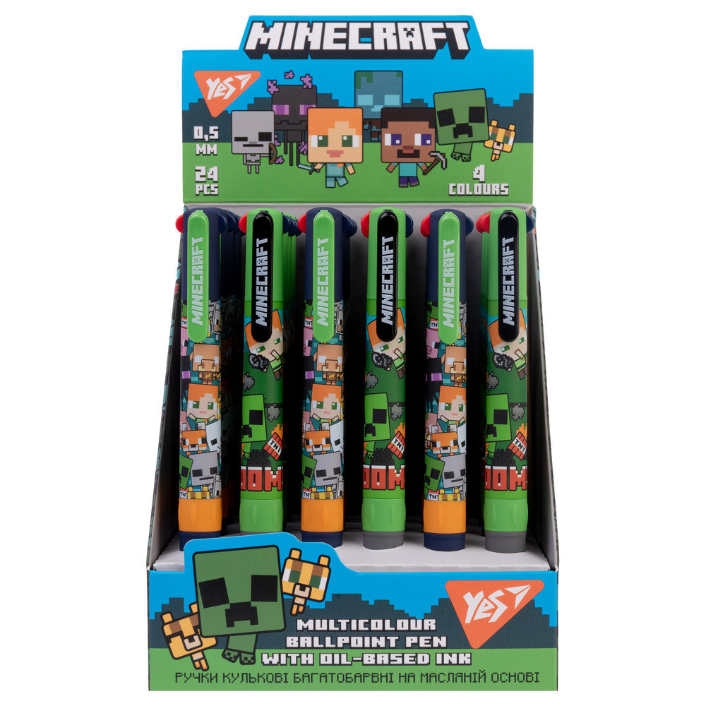 Ручка кулькова Yes Minecraft: Boom 0,5 мм 4 кольори 412157