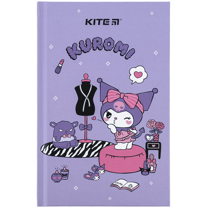 Книга записна Kite Kuromi HK24-199-2, тверда обкладинка, А6, 80 аркушів, клітинка