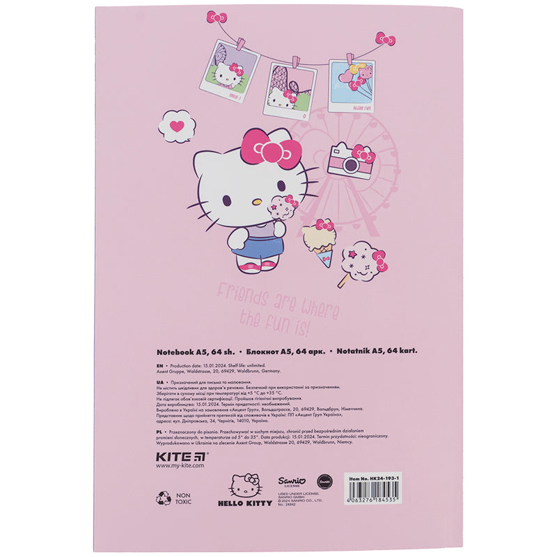 Блокнот Kite Hello Kitty HK24-193-1, термобіндер, А5, 64 аркуші, нелінований. Фото 3
