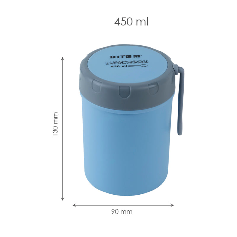 Ланчбокс круглий Kite K23-187-2, 450 мл, блакитний. Фото 2