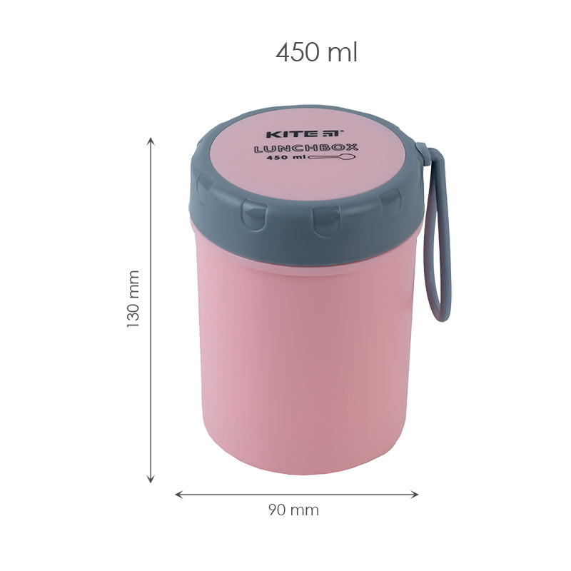 Ланчбокс круглий Kite K23-187-3, 450 мл, рожевий. Фото 2